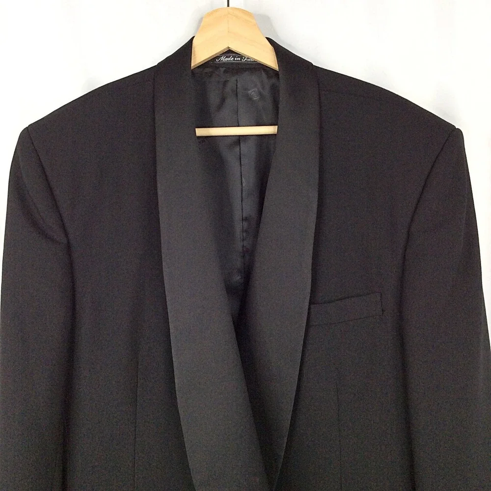 Pierre Balmain Men's Tuxedo Suit Size 43L Black 100% Pure New Wool
